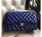 2016 Chanel Classic Flap Bag 1113 Blue Original Sheekskin leather Gold Hardware 1113