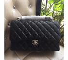 2016 Chanel Classic Flap Bag 1113 Original Caviar leather in Black Silver 1113