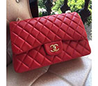 2016 Chanel Classic Flap Bag 1113 Red Original Sheekskin leather Gold Hardware 1113