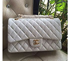 2016 Chanel Classic Flap Bag 1113 White Original Sheekskin leather Gold Hardware 1113