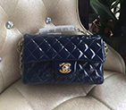 2016 Chanel Classic Flap Bags Original Patent leather 1116 in Blue with Gold hardware 1116