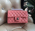 2016 Chanel Classic Flap Bags Original Patent leather 1116 in Pink with Silver hardware 1116