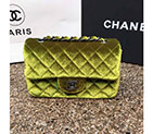 2016 Chanel Classic Flap Bags Original velvet A1116 in ArmyGreen with Silver hardware A1116