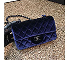 2016 Chanel Classic Flap Bags Original velvet A1116 in Blue with Silver hardware A1116