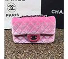 2016 Chanel Classic Flap Bags Original velvet A1116 in Pink with Black Polished A1116