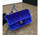2016 Chanel Classic Flap Bags Original velvet A1116 in Royalblue with Silver hardware A1116