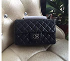 2016 Chanel Classic Mini Flap Bag A1114 Black Original Caviar leather Silver A1114
