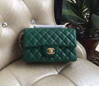 2016 Chanel Classic Mini Flap Bag A1114 Green Original Caviar leather Gold A1114