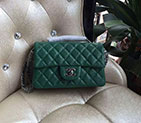 2016 Chanel Classic Mini Flap Bag A1114 Green Original Caviar leather Silver A1114