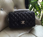 2016 Chanel Classic Mini Flap Bags Original sheepskin leather A1116 in Black with Silver A1116
