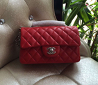 2016 Chanel Classic Mini Flap Bags Original sheepskin leather A1116 in Red with Silver A1116