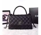 2016 Chanel Classic Top Handle Bag Original Caviar Leather A1871 Black A1871