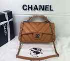 2016 Chanel Classic Top Handle Bag Original Chevron Calfskin Leather A94168 Apricot A94168