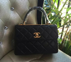 2016 Chanel Classic Top Handle Bag Original Sheepskin Leather A92236 Black A92236