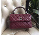 2016 Chanel Classic Top Handle Bag Original Sheepskin Leather A92236 Burgundy with Polished hardware A92236