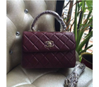 2016 Chanel Classic Top Handle Bag Original Sheepskin Leather A92236 Claret A92236