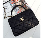 2016 Chanel Classic Top Handle Bag Sheepskin Leather A92236 Black with Gold A92236