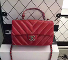 2016 Chanel Classic Tote Flap Bag Iridescent Leather A92358 Red A92358