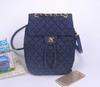 2016 Chanel Denim Fabric Backpack A91121 Dark Blue A91121