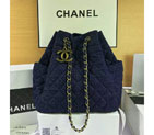 2016 Chanel Denim Fabric Hobo Bag A91136  Dark Blue A91136