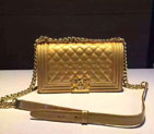 2016 Chanel LE Boy Flap Shoulder Bag Original Patent Leather A67086 Champagne A67086