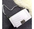 2016 Chanel LE Boy Flap Shoulder Bag Original sheepskin Leather A67086 White A67086