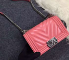 2016 Chanel LE Boy Flap Shoulder Bag Original sheepskin Leather A92059 Peach pink A92059