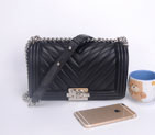 2016 Chanel LE Boy Flap Shoulder Bag Sheepskin Leather A67086 Black A67086