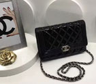 2016 Chanel LE Boy WOC A33815 Original Patent Leather Black A33815