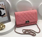 2016 Chanel LE Boy WOC A33815 Original Patent Leather Pink A33815