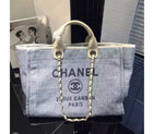 2016 Chanel Large Canvas Tote Shopping Bag A68046 Light Blue A68046