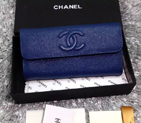 2016 Chanel Matelasse Bi-Fold Wallet Caviar Leather A50096 Blue A50096