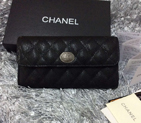 2016 Chanel Matelasse Bi-Fold Wallet Caviar Leather A69366 Black A69366