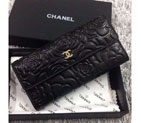 2016 Chanel Matelasse Bi-Fold Wallet Sheepskin Leather A50096 Black A50096