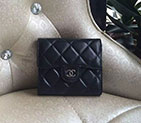 2016 Chanel Matelasse Tri-Fold Wallet Original Sheepskin Leather A82288 Black in Silver Hardware A82288