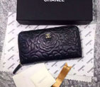 2016 Chanel Matelasse Zip Around Wallet Sheepskin leather A50071 Black A50071