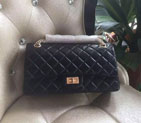 2016 Chanel Original Glazed Crackled Leather Classic Flap Bag 1112 Black Gold 1112