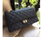 2016 Chanel Original Glazed Crackled Leather Classic Flap Bag A28668 Black in Gold A28668
