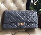 2016 Chanel Original Glazed Crackled Leather Classic Flap Bag A28668 Grey in Gold A28668