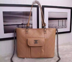 2016 Chanel Shopper Tote Bag Sheepskin Leather A4911 Apricot A4911