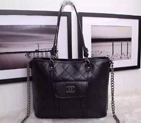 2016 Chanel Shopper Tote Bag Sheepskin Leather A4911 Black A4911