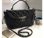 2016 Chanel Tote shoulder Bag Sheepskin Leather A9838 Black A9838