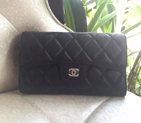 2016 Chanel Tri-Fold Wallet Black Original Sheppskin leather A31506 A31506