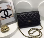 2016 Chanel WOC A33814 Black Original Caviar Leather Mini Flap Bag Gold A33814