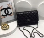 2016 Chanel WOC A33814 Black Original Caviar Leather Mini Flap Bag Silver A33814