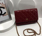 2016 Chanel WOC A33814 Claret Original Patent Leather Mini Flap Bag Gold A33814