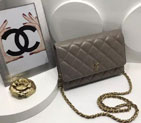 2016 Chanel WOC A33814 Gray Original Caviar Leather Mini Flap Bag Gold A33814