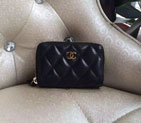 2016 Chanel Zip card package change clip Original Sheepskin Leather A69271 Black Gold A69271