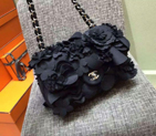 2016 Chanel fabric Camellia bag A0921 Black A0921