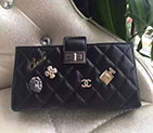 2016 Chanel iPhone6plus bag Original Calfskin Leather A89192 Black with Silver A89192